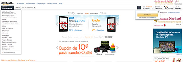 La tienda online de amazon, con diseño Full Width